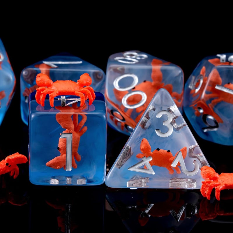 weyano Crab DND Animal Resin D&D Dice Set, 7pcs Polyhedral Dice (D4, D6, D8, D10, D12, D20, D%) for Dungeons and Dragons, RPG, MTG, Role Playing Games for Ages 15 and Up - Image 4